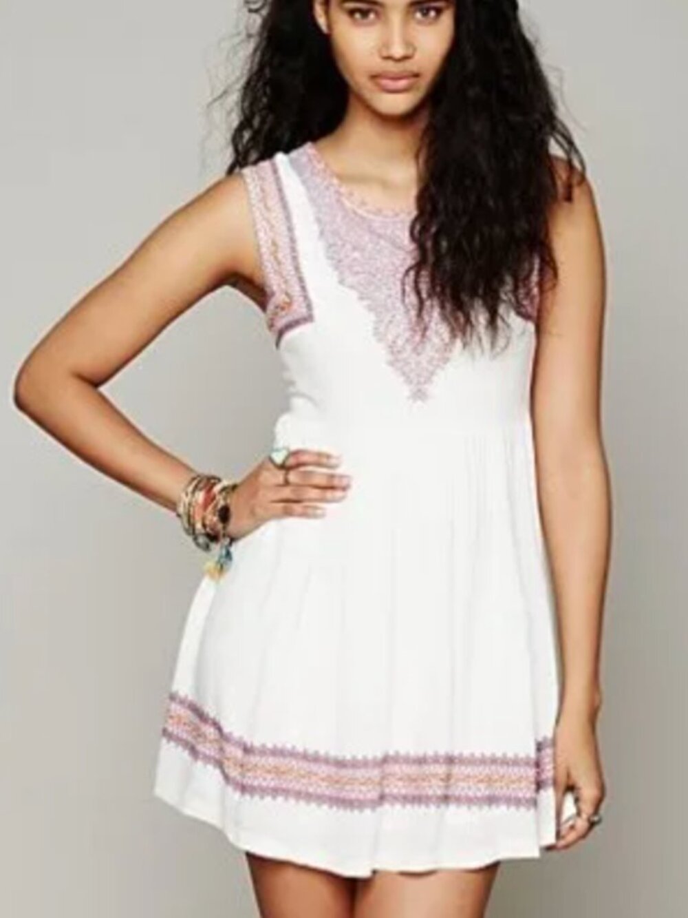 Free People Bohemian White Mini Dress